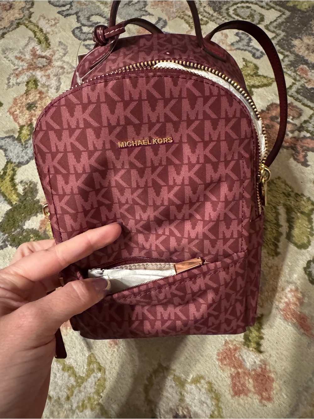 Michael Kors Sable Burgundy Mini Backpack purse - Picture 3 of 7